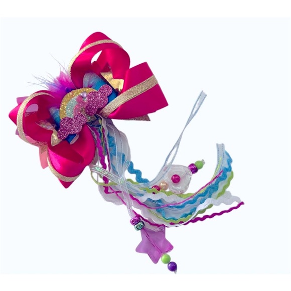 Rainbow Accessories Girls Hair Bow Clip with Colorful Ribbons Handmade NEW - Picture 4 of 9